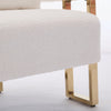 Sery Accent Armchair Set of 2 | White Teddy Fleece | Gold Square Legs