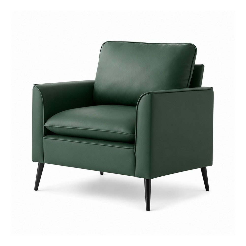 Heya Lounge Sofa Chair Set of 2 | Track Arms | Green Faux Leather