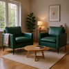 Heya Lounge Sofa Chair Set of 2 | Track Arms | Green Faux Leather