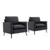 Heya Lounge Sofa Chair Set of 2 | Track Arms | Black Faux Leather