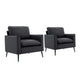 Heya Lounge Sofa Chair Set of 2 | Track Arms | Black Faux Leather