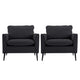 Heya Lounge Sofa Chair Set of 2 | Track Arms | Black Faux Leather