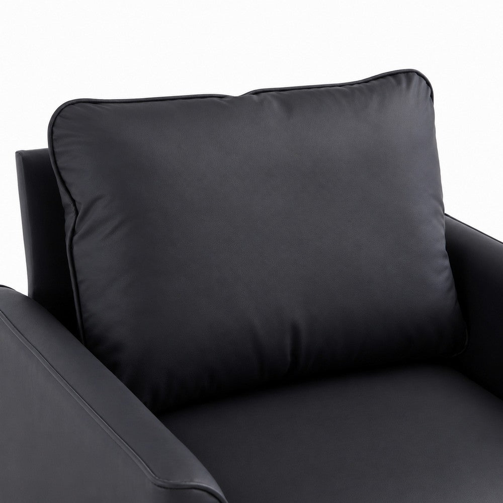 Heya Lounge Sofa Chair Set of 2 | Track Arms | Black Faux Leather