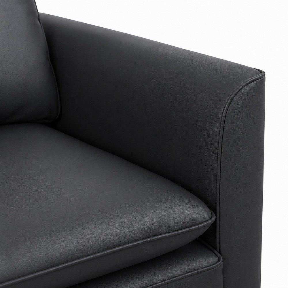Heya Lounge Sofa Chair Set of 2 | Track Arms | Black Faux Leather
