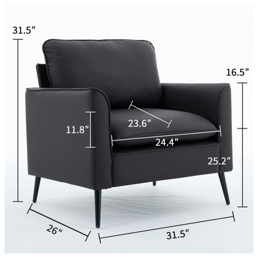 Heya Lounge Sofa Chair Set of 2 | Track Arms | Black Faux Leather