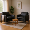Heya Lounge Sofa Chair Set of 2 | Track Arms | Black Faux Leather