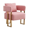 Sery Accent Sofa Chair Set of 2 | Pink Teddy Fleece | Gold Square Legs