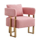 Sery Accent Sofa Chair Set of 2 | Pink Teddy Fleece | Gold Square Legs