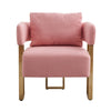 Sery Accent Sofa Chair Set of 2 | Pink Teddy Fleece | Gold Square Legs