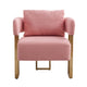 Sery Accent Sofa Chair Set of 2 | Pink Teddy Fleece | Gold Square Legs