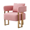 Sery Accent Sofa Chair Set of 2 | Pink Teddy Fleece | Gold Square Legs