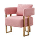 Sery Accent Sofa Chair Set of 2 | Pink Teddy Fleece | Gold Square Legs