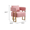 Sery Accent Sofa Chair Set of 2 | Pink Teddy Fleece | Gold Square Legs