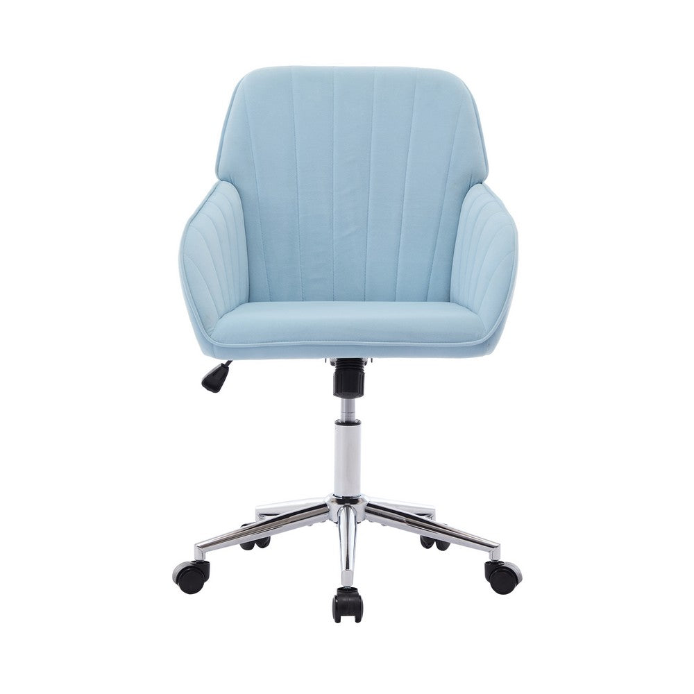 Kena Swivel Office Chair | Baby Blue Tufted Velvet | Adjustable Height