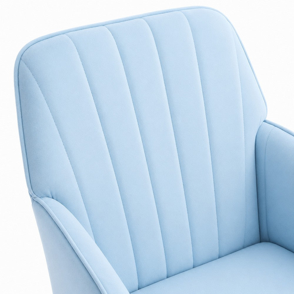 Kena Swivel Office Chair | Baby Blue Tufted Velvet | Adjustable Height