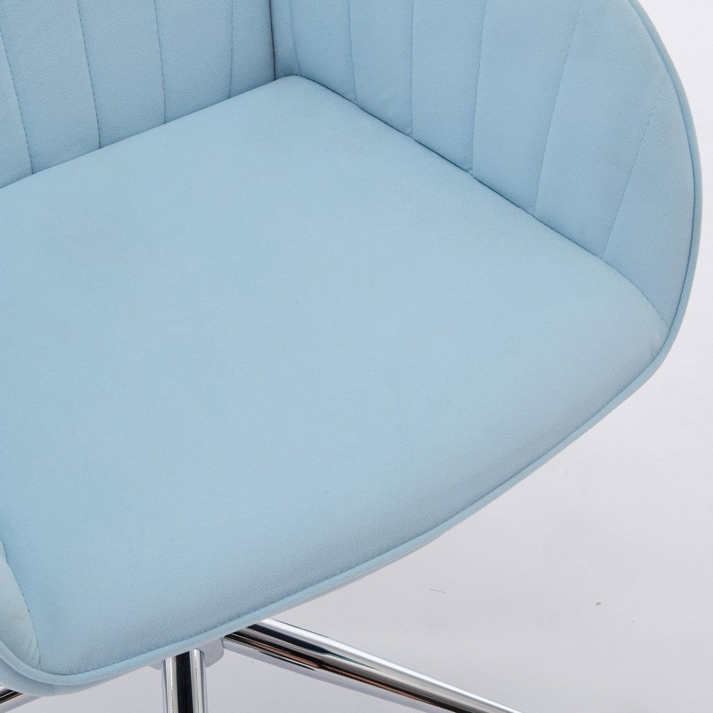 Kena Swivel Office Chair | Baby Blue Tufted Velvet | Adjustable Height
