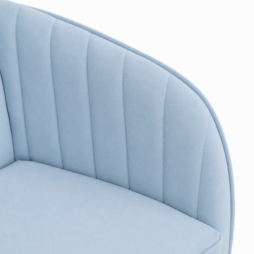 Kena Swivel Office Chair | Baby Blue Tufted Velvet | Adjustable Height