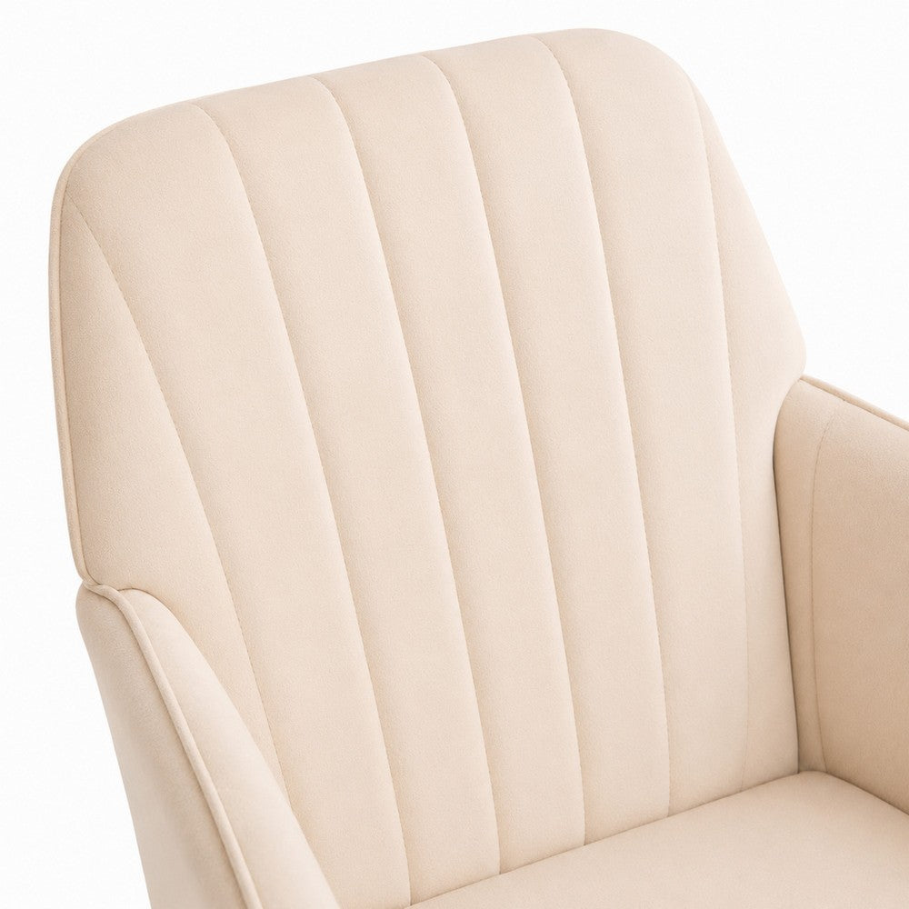 Kena Swivel Office Chair | Khaki Tufted Velvet | Adjustable Height