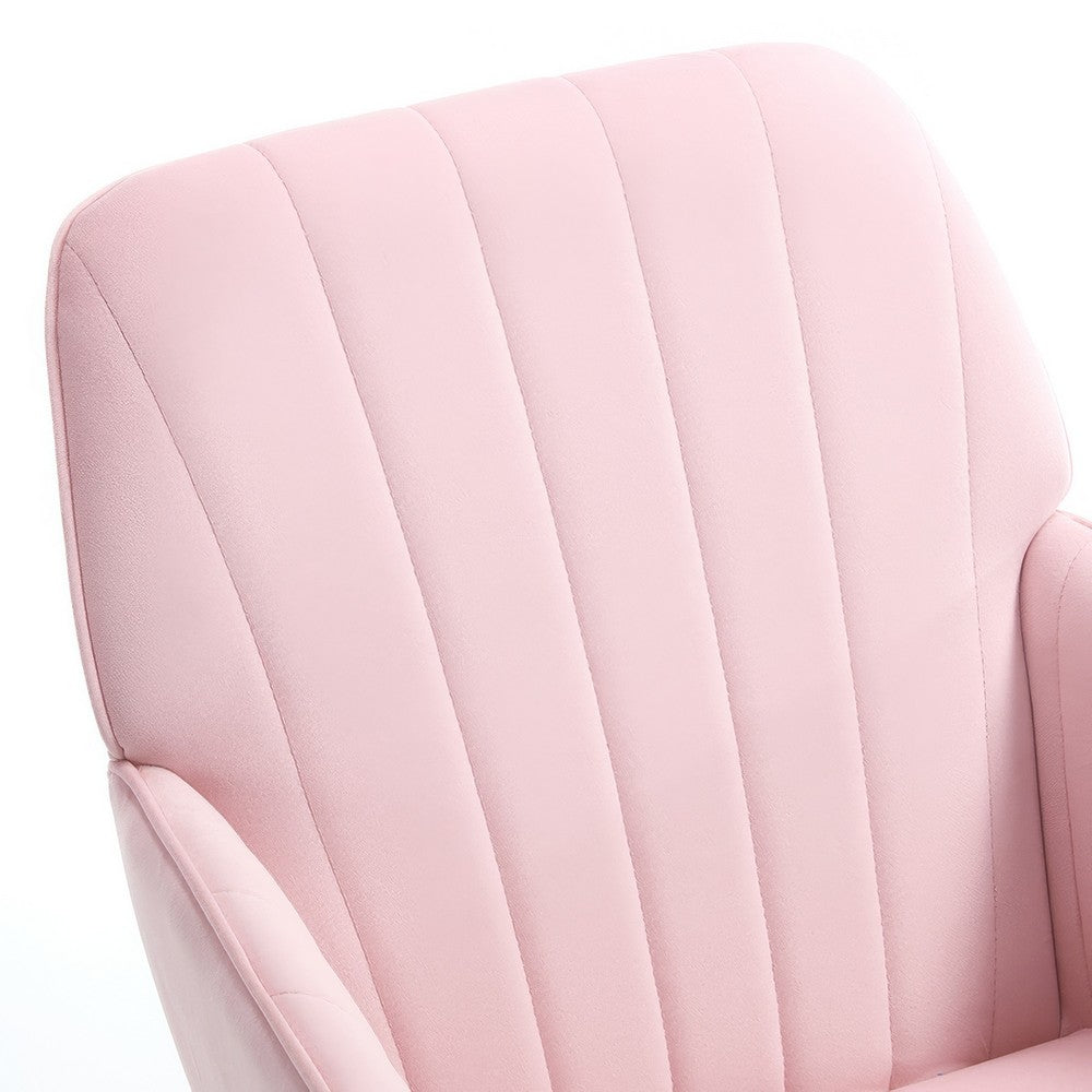 Kena Swivel Office Chair | Baby Pink Tufted Velvet | Adjustable Height