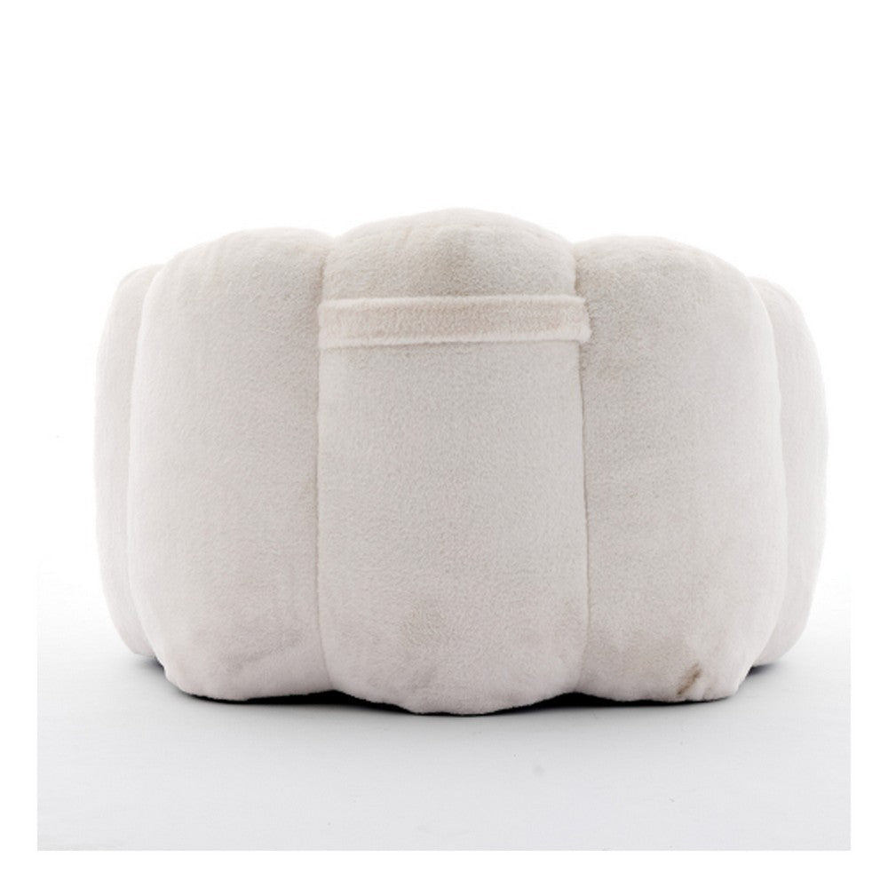 Lery Lotus Accent Sofa Chair | Compressed Bean Bag | White Faux Fur