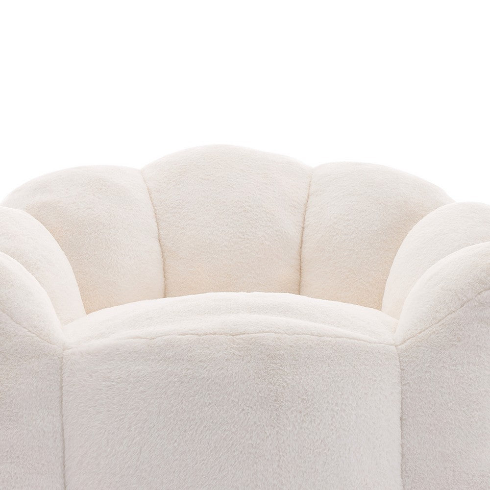 Lery Lotus Accent Sofa Chair | Compressed Bean Bag | White Faux Fur