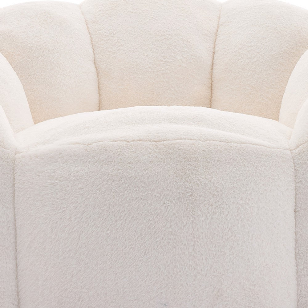Lery Lotus Accent Sofa Chair | Compressed Bean Bag | White Faux Fur
