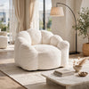 Lery Lotus Accent Sofa Chair | Compressed Bean Bag | White Faux Fur