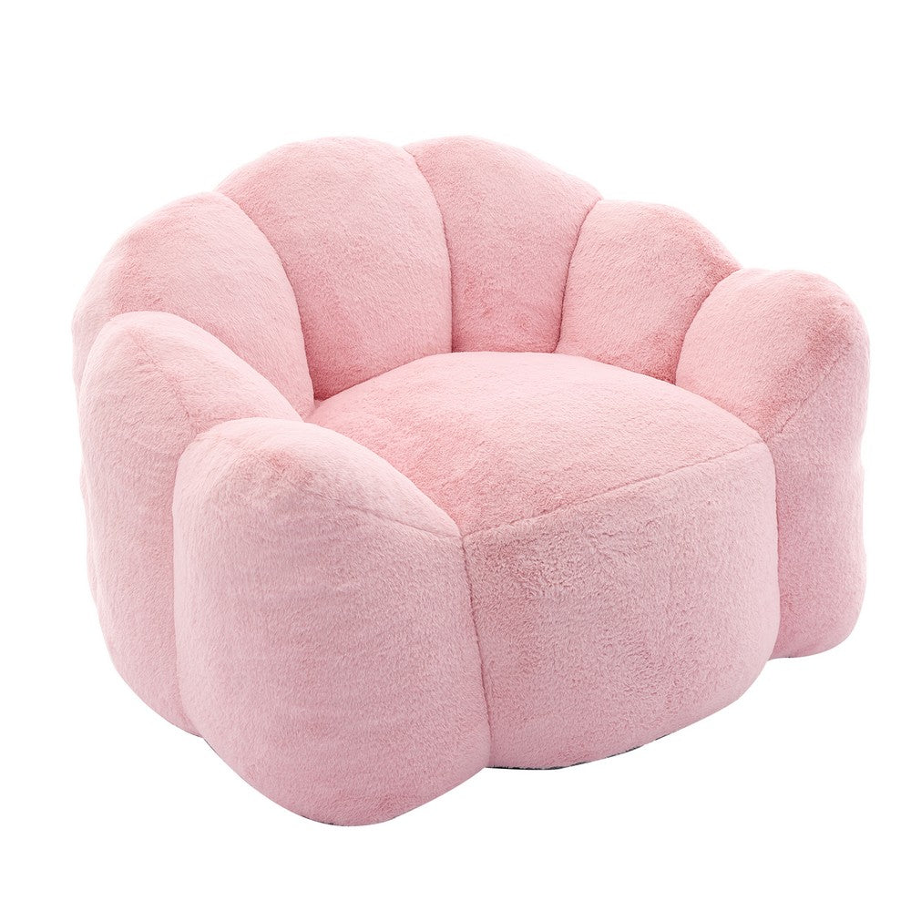 Lery Lotus Accent Sofa Chair | Compressed Bean Bag | Pink Faux Fur