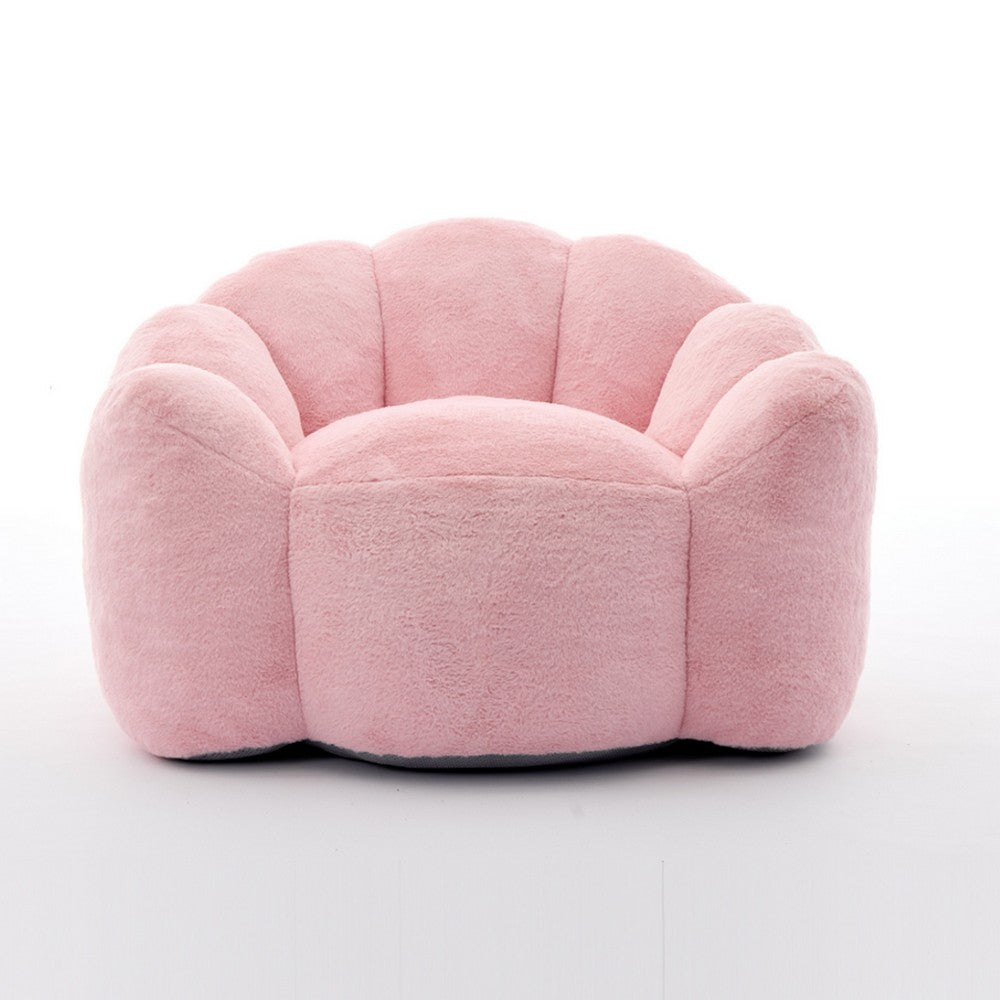 Lery Lotus Accent Sofa Chair | Compressed Bean Bag | Pink Faux Fur