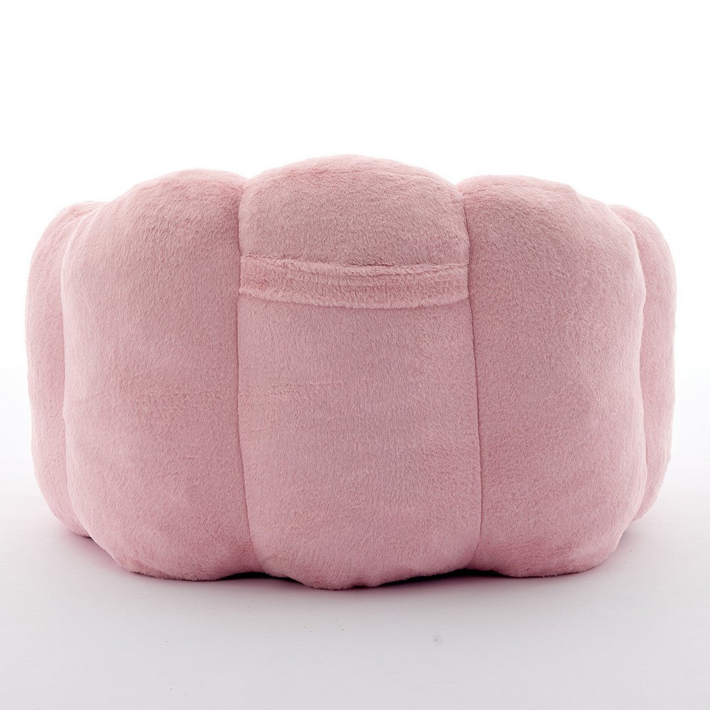 Lery Lotus Accent Sofa Chair | Compressed Bean Bag | Pink Faux Fur