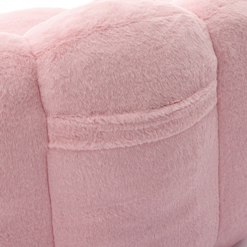 Lery Lotus Accent Sofa Chair | Compressed Bean Bag | Pink Faux Fur