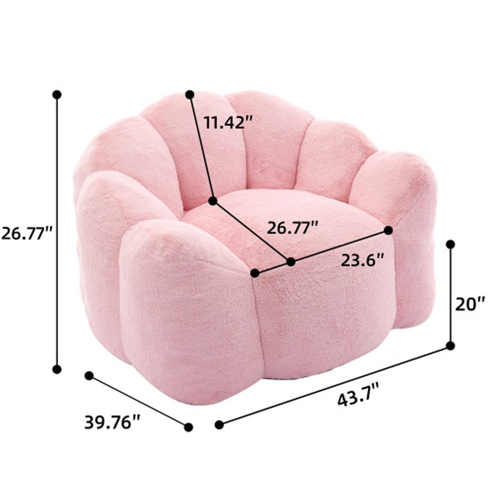 Lery Lotus Accent Sofa Chair | Compressed Bean Bag | Pink Faux Fur