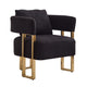 Sery Accent Sofa Chair Set of 2 | Black Teddy Fleece | Gold Square Legs