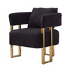 Sery Accent Sofa Chair Set of 2 | Black Teddy Fleece | Gold Square Legs