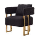 Sery Accent Sofa Chair Set of 2 | Black Teddy Fleece | Gold Square Legs