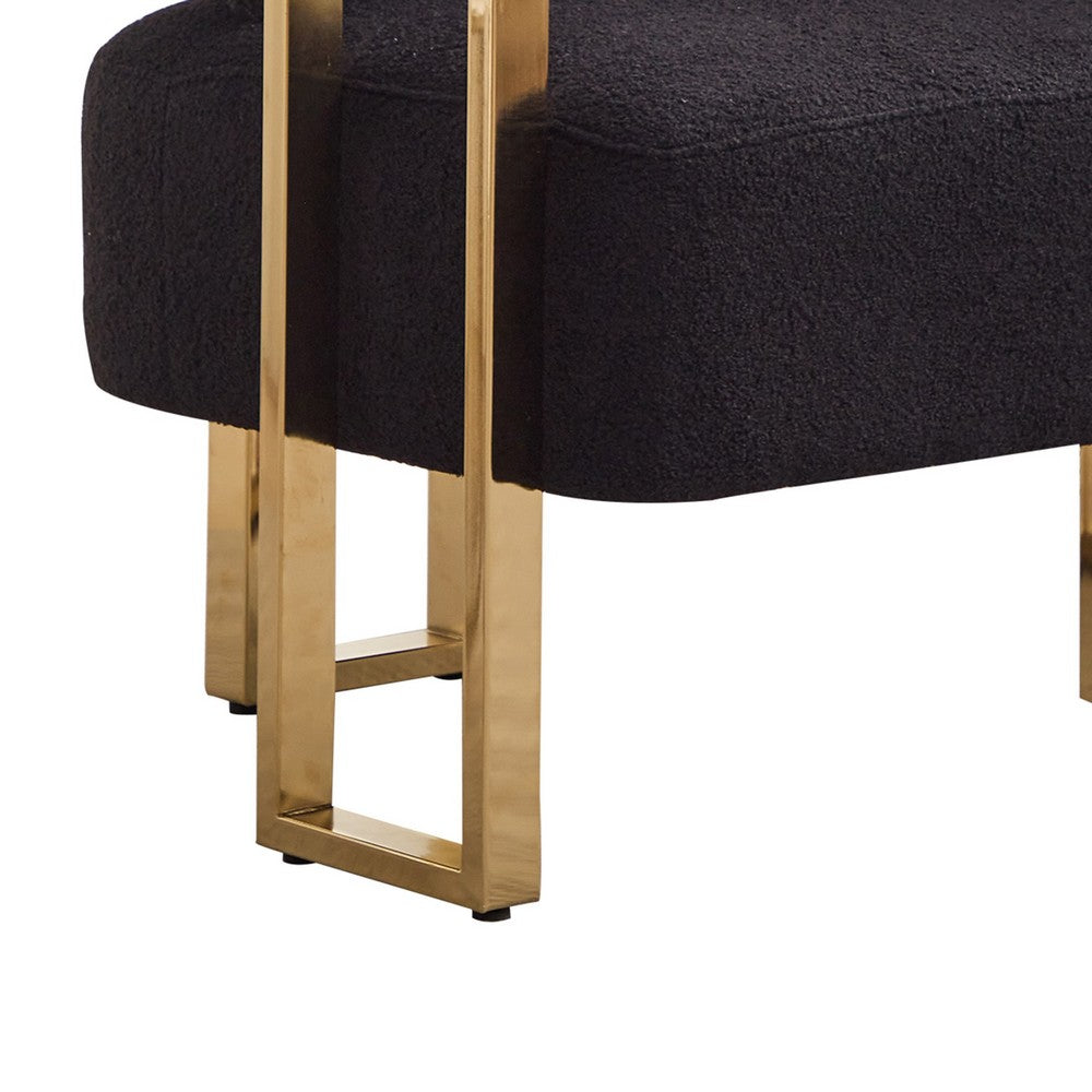 Sery Accent Sofa Chair Set of 2 | Black Teddy Fleece | Gold Square Legs