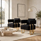Sery Accent Sofa Chair Set of 2 | Black Teddy Fleece | Gold Square Legs
