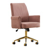 Swivel Office Chair | Light Pink Corduroy | Adjustable Height | Gold Base