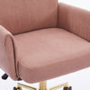 Swivel Office Chair | Light Pink Corduroy | Adjustable Height | Gold Base