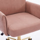 Swivel Office Chair | Light Pink Corduroy | Adjustable Height | Gold Base