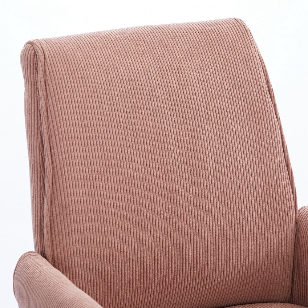 Swivel Office Chair | Light Pink Corduroy | Adjustable Height | Gold Base
