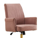 Swivel Office Chair | Light Pink Corduroy | Adjustable Height | Gold Base