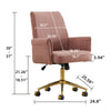Swivel Office Chair | Light Pink Corduroy | Adjustable Height | Gold Base