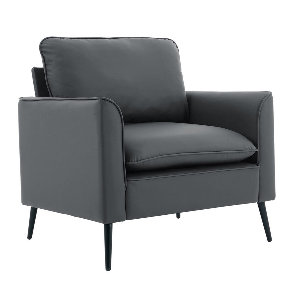 Heya Lounge Sofa Chair Set of 2 | Track Arms | Light Gray Faux Leather