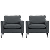 Heya Lounge Sofa Chair Set of 2 | Track Arms | Light Gray Faux Leather