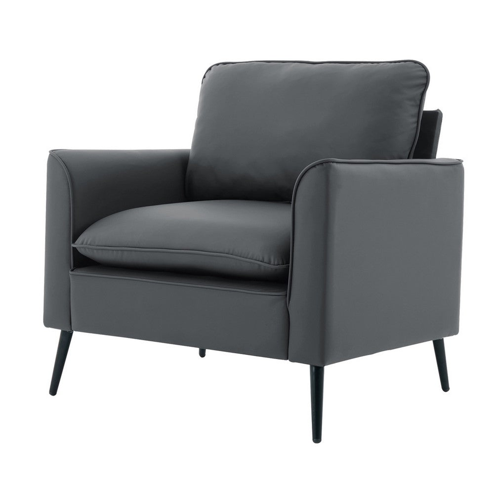 Heya Lounge Sofa Chair Set of 2 | Track Arms | Light Gray Faux Leather