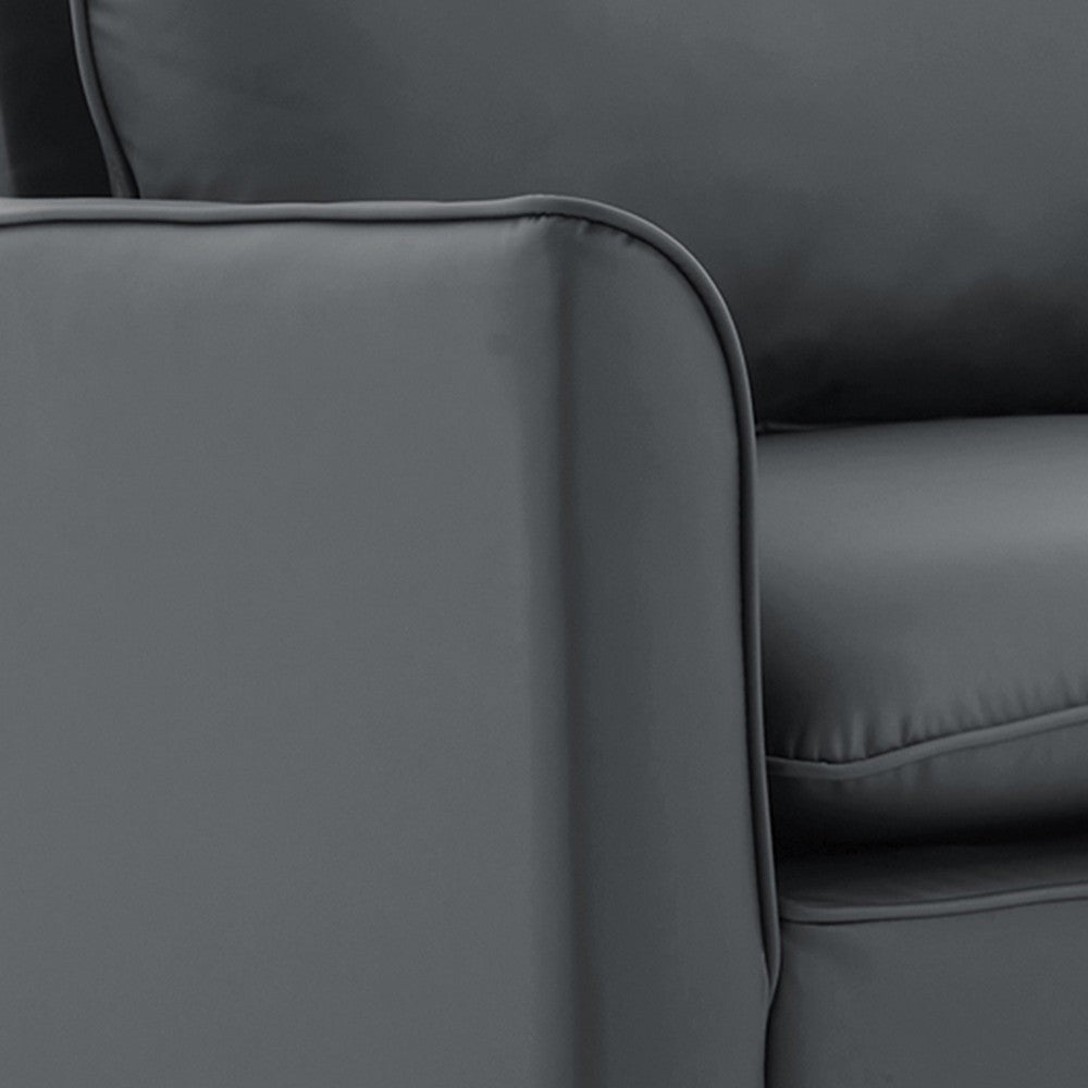 Heya Lounge Sofa Chair Set of 2 | Track Arms | Light Gray Faux Leather