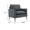 Heya Lounge Sofa Chair Set of 2 | Track Arms | Light Gray Faux Leather