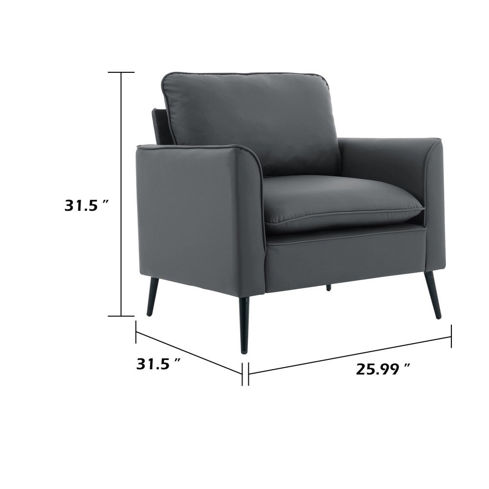 Heya Lounge Sofa Chair Set of 2 | Track Arms | Light Gray Faux Leather