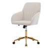 Kena Swivel Office Chair | Adjustable Height | Beige Tufted Velvet | Gold